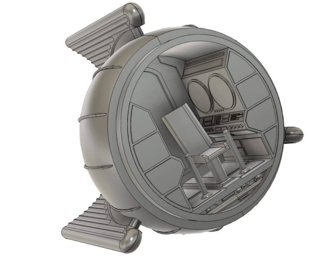 Sci-fi pod interior cockpit render