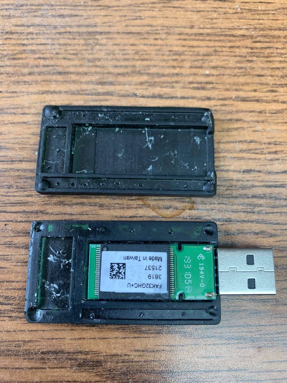 Custom USB key fob — interior detail